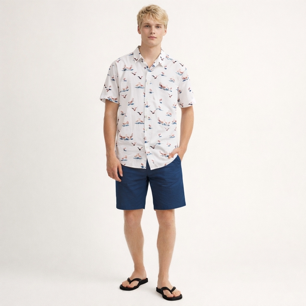 Denim & Flower Ricky Singh Flamingo Slim Fit Button Down Shirt